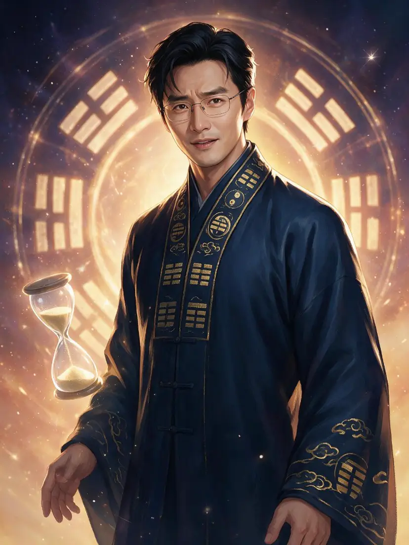 命理師傅握著沙漏